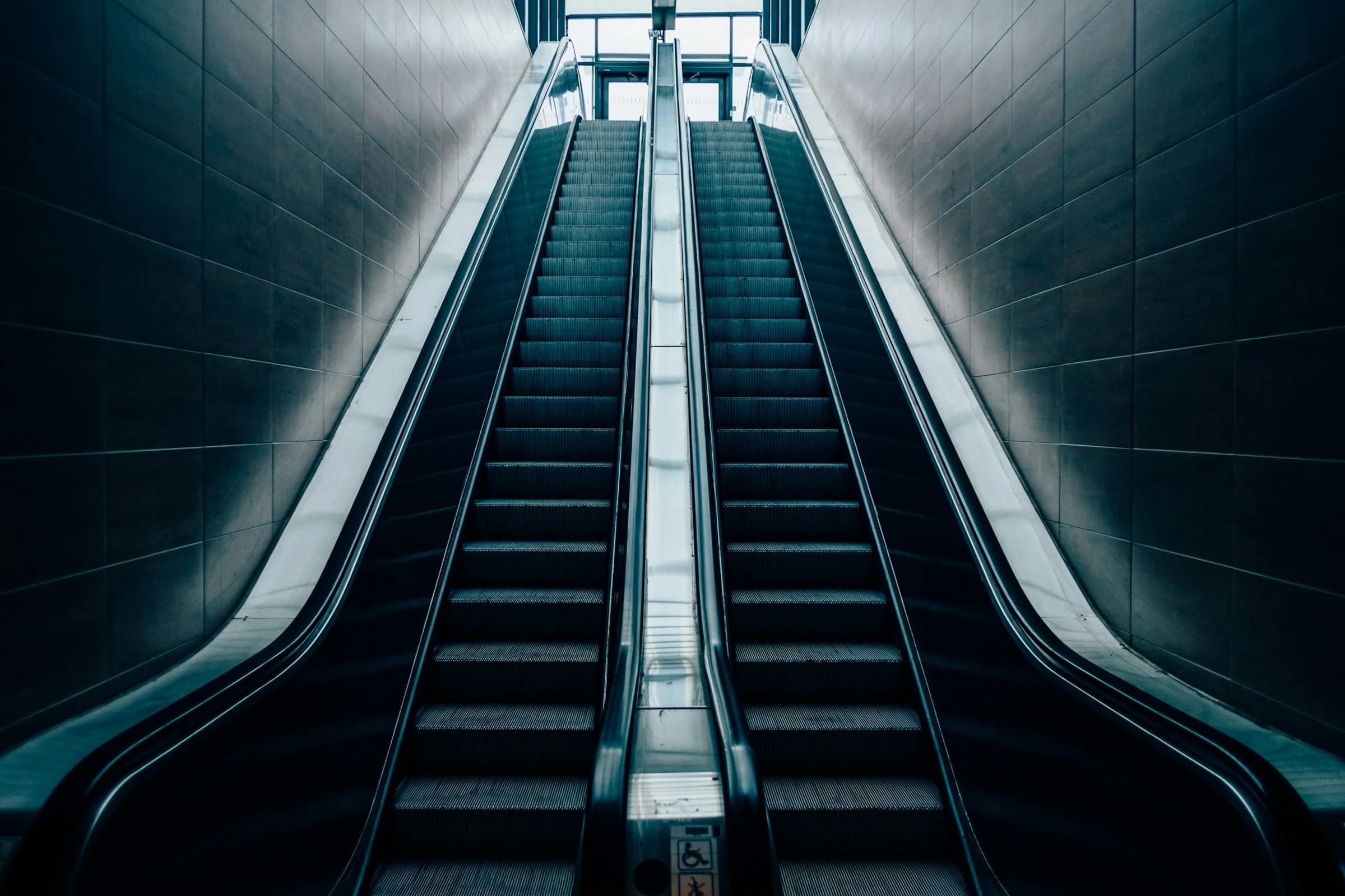 Corporate modern architectural escalator